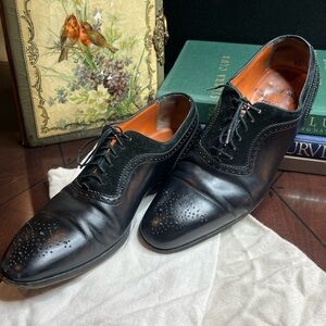 Santoni Black Leather Laceup Dress Shoes (Size 8)